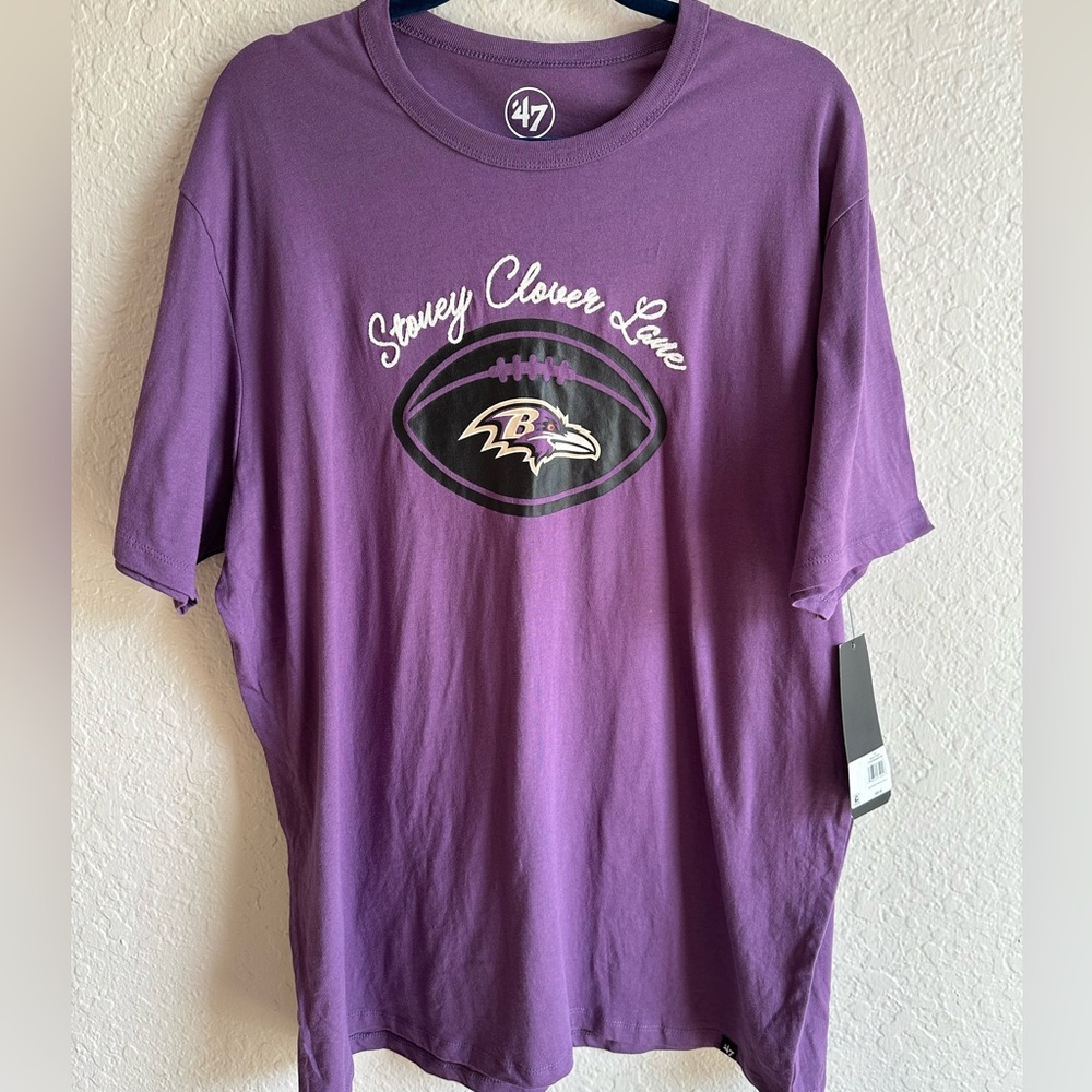 NWT Men’s 2XL Baltimore Ravens ‘47 BRAND x STONEY CLOVER LANE Purple T-Shirt 🔥